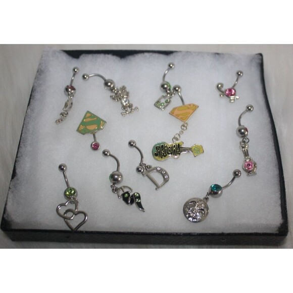 Lot Of 11 Surgical Steel Belly Rings 14 Gauge Various Designs Womens Jewelry New - Picture 1 of 4